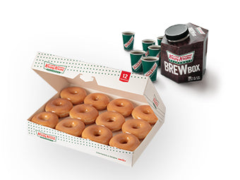 Krispy Kreme - Original Glazed Doughnuts and 48oz Brew Box (4 cups)