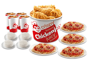 Jollibee - Family Meals - 8 pcs. Chickenjoy w/ Rice, Jolly Spaghetti & Drinks